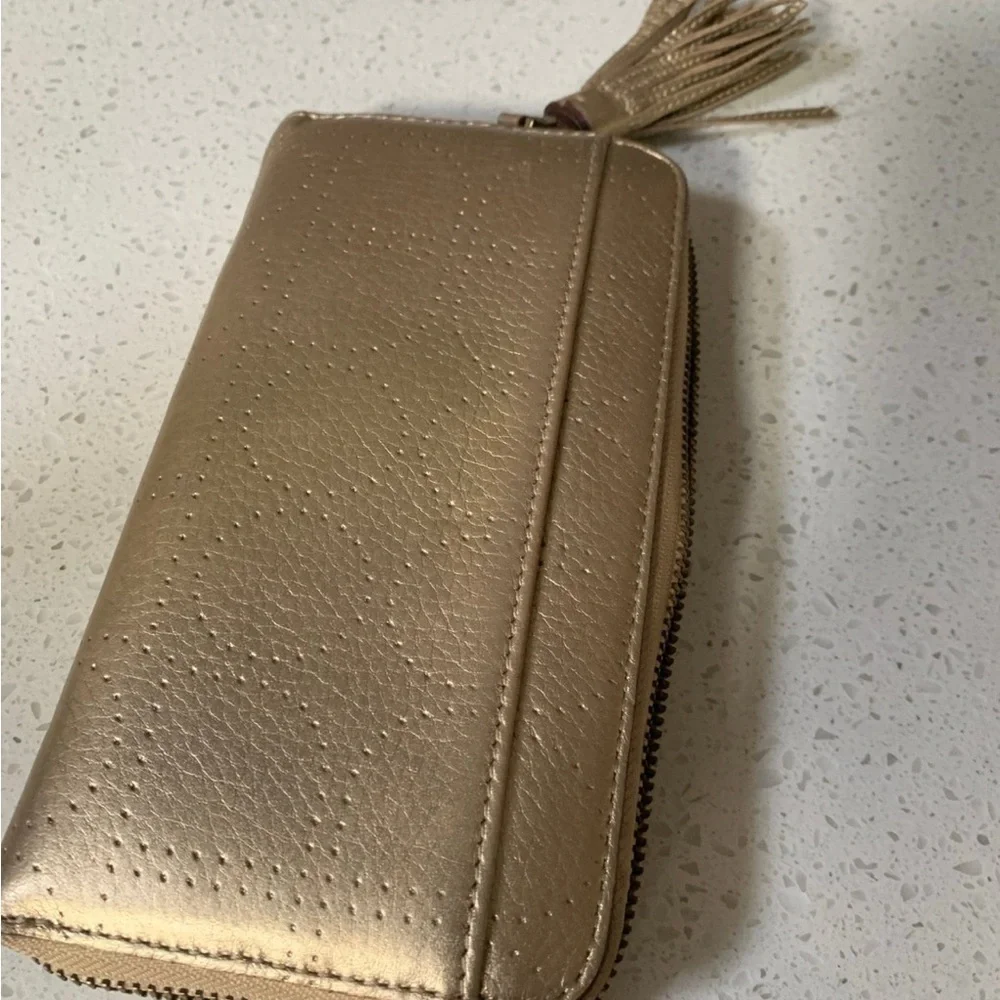 Kate Spade Metro Spade Neda Continental Zip Wallet in Gold